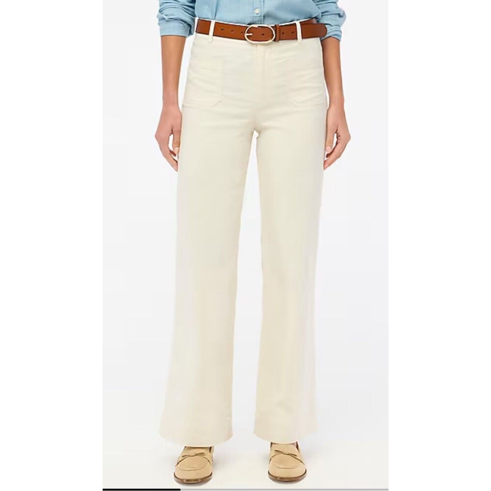 🤍 New J.Crew Lizzie High-Rise Wide-Leg Pants – Natural – Size 34 – NWT $98 - Picture 1 of 5